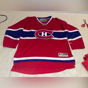 Youth L/xl Montréal Canadiens jersey Euc Habs Nhl Vintage Red Reebok Sewn Crest